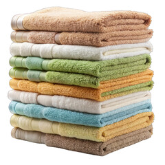 Pile of fluffy towel isolated on transparent background