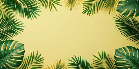 Tropical background featuring modern shape tropical leaves in a summer theme, plants, floral elements, tropical, modern