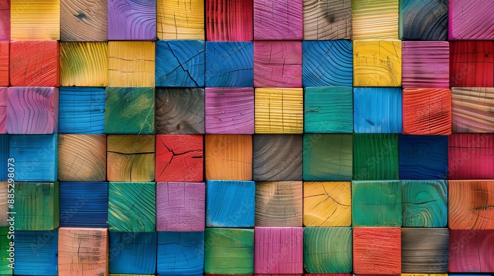 Poster the background is a wood aged art architecture texture abstract block stack on a wall, and the backd