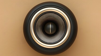 Close-up View of Sleek Black Audio Speaker with Detailed Sound Components