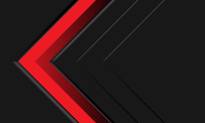 Abstract red arrow direction geometric on black metallic design modern futuristic background vector