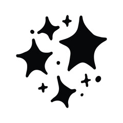 Stars and sparkles doodle illustration. Twinkle, blink, firework, glitter silhouette and glowing symbols in sketch style. Hand drawn vector illustration isolated on white background