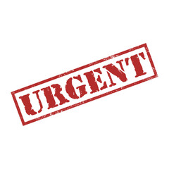 Urgent red rubber stamp isolated on white background. Ink sign in rectangular frame. Grunge label. Vector illustration.