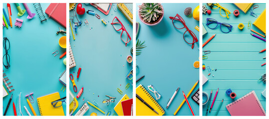 School supplies, social media story background, used for back to school advertising.