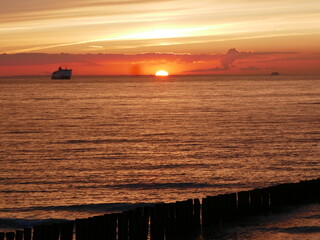 Coucher de soleil sur la C&ocirc;te d'Opale