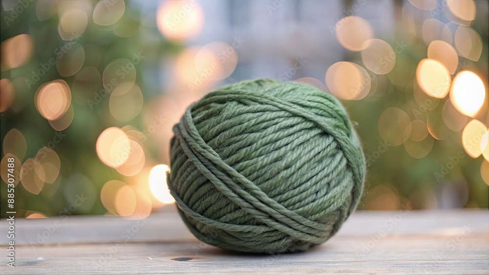 Poster Dark green ball of wool yarn on background, wool, yarn, green, ball, threads, isolated,background, texture, knitting, crafting