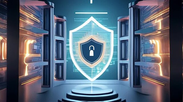 cyber security and data protection, shield guarding sensitive information from cyber threats, sense of security and trust in the digital realm