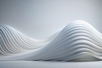Minimalistic 3D illustration of a white abstract wave background Copy space image Place for adding text or design