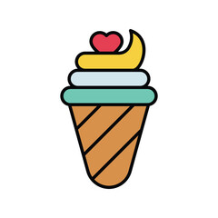 ice cream color line icon with white background vector stock illustration