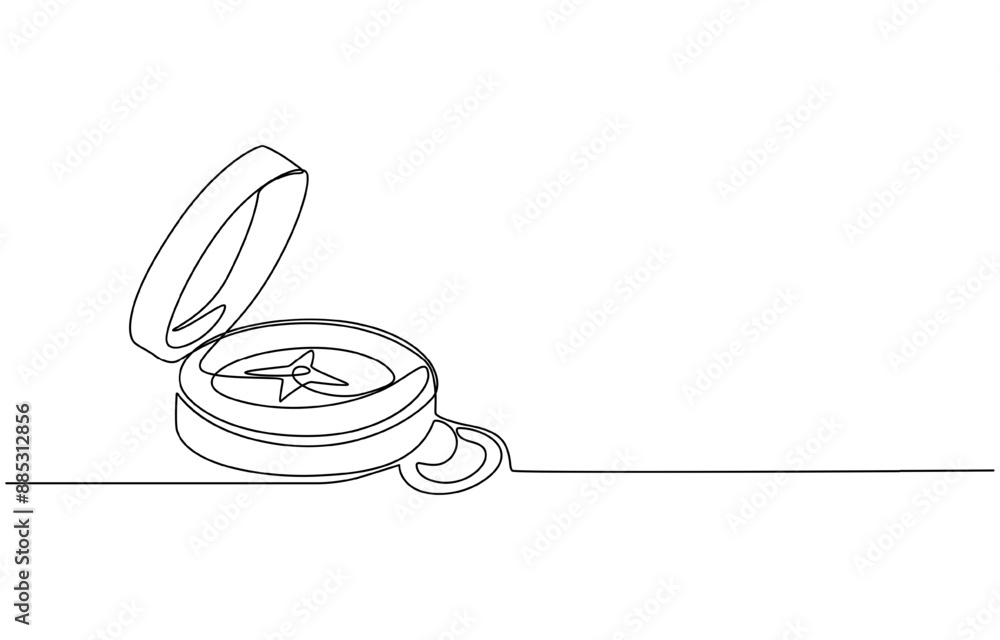 Poster compass line continuous drawing vector. one line compass vector background. compass icon. continuous