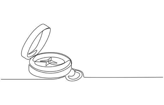 Compass line continuous drawing vector. One line Compass vector background. Compass icon. Continuous outline of Compass. Compases linear design, Continuous linear compass pattern. Single line compass.