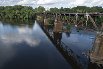 Fototapeta premium Old railroad trestle crosses the Catawba River