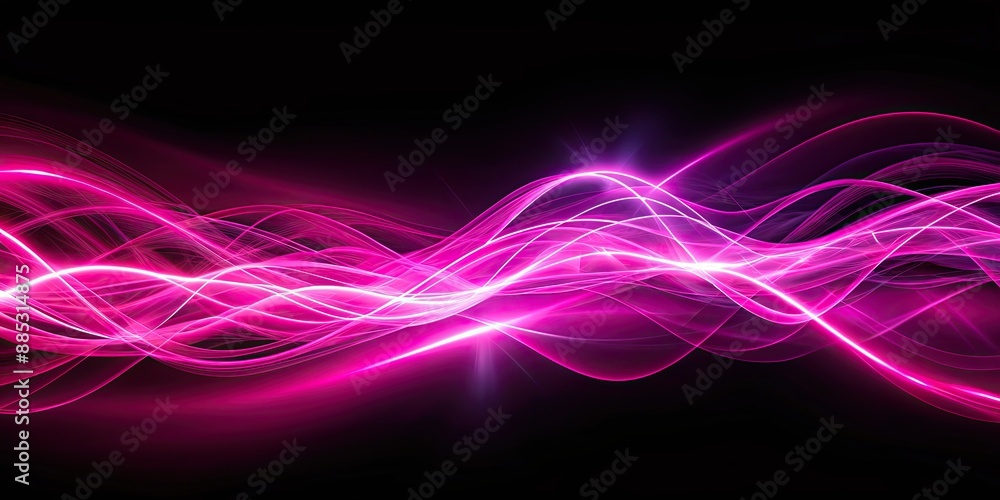 Wall mural Abstract neon energy flow in pink for modern, dynamic high-tech backgrounds, neon, energy, flow, pink, abstract