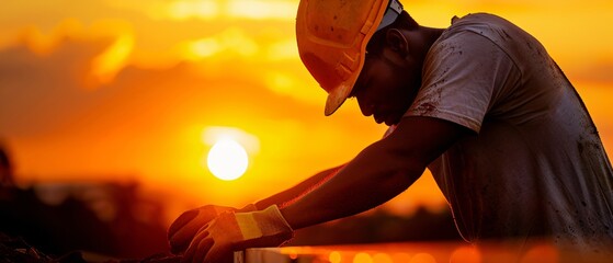 Silhouette of Worker Operating Bulldozer Construction Industry Heavy Machinery in Action