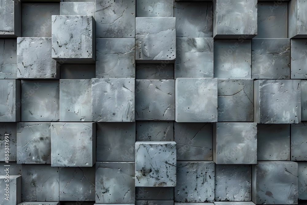 Poster abstract 3d concrete block pattern