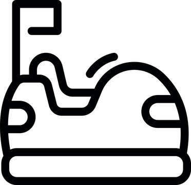recommend clip art: Simple black and white icon of a bumper car moving fast on an amusement park ride