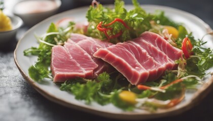 Fresh tuna raw with spicy salad sauce