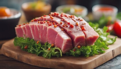 Fresh tuna raw with spicy salad sauce