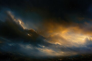 Naklejka premium Glowing Nebula with Stars in Space