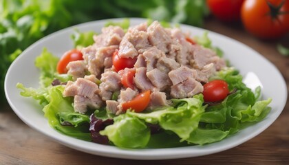 Tuna salad tomato green leaf lettuce onion healthy eating cooking appetizer meal food snack 