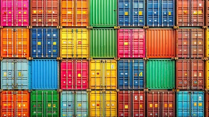 Obraz premium Colorful stacked shipping containers , logistics, transportation, cargo, containers, storage, industrial, stacked, shipping