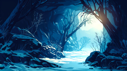 Fototapeta premium illustration art cave in forest