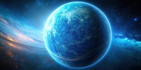 Blue glowing exoplanet panoramic planet texture, blue, glowing, exoplanet, panoramic, planet, texture, space