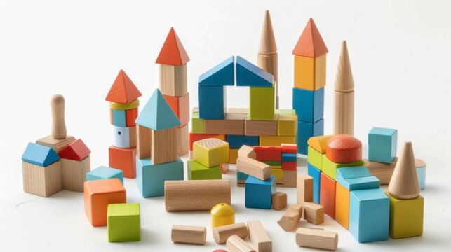 Colorful Wooden Building Blocks for Kids.
