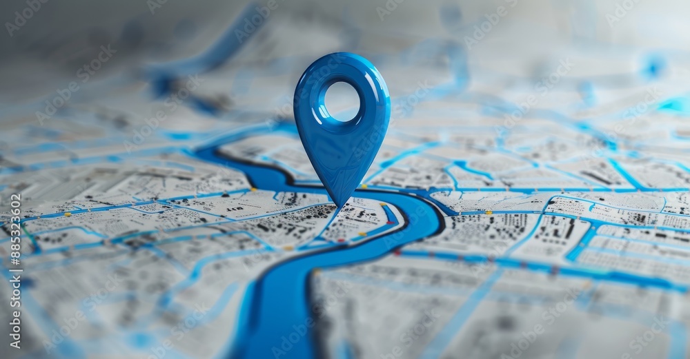 Poster a blue location 3d icon marker or route gps position navigator sign and travel navigation pin road m