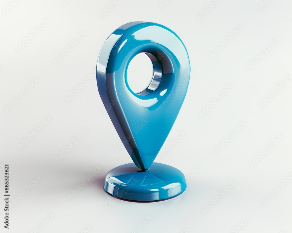 Poster location 3d icon with global position system symbol on white background and gps pointer graphic elem