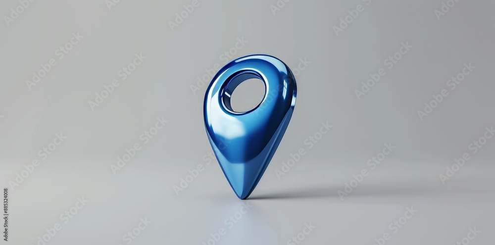 Poster location 3d pin icon containing a blue travel navigation road map marker, a place symbol, and a gps 
