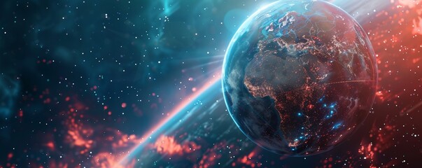 Obraz premium Future UX design of head up display dashboard panel, blue hologram circular diagram, statistic graphs, 3D global world map. Future UX design of head up display dashboard panel.