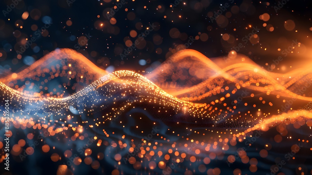 Aufkleber dynamic abstract waves of glowing particles in motion