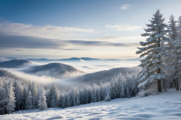 snow covered trees landscape