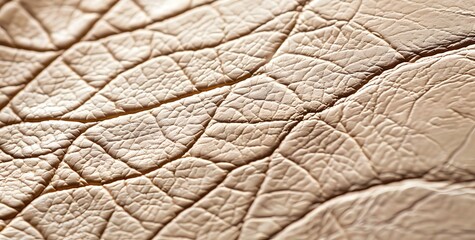 Beige leather texture background, close-up of light brown grainy skin with natural pattern, luxurious and elegant.