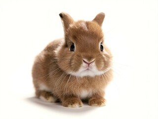 Obraz premium Brown baby adorable rabbit portrait on white background