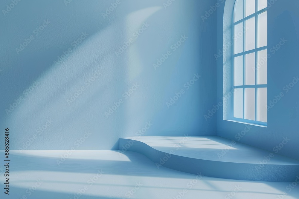 Poster 3d rendering of an empty blue background with a spotlight for designing or showing. the backdrop is 