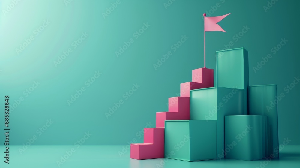 Aufkleber graph of success on success strategy chart concept 3d background with creative growth financial prog
