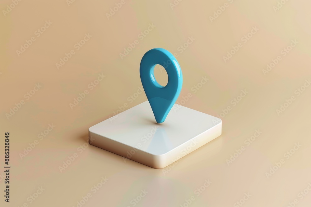 Aufkleber on blue navigation 3d map background with gps address navigator direction mark symbol or modern mark