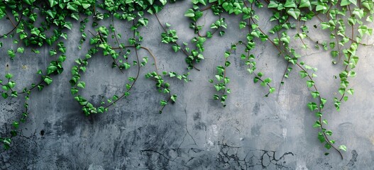 For the background, there are green leaves on a wall with free space. Mockup of an architecture design.