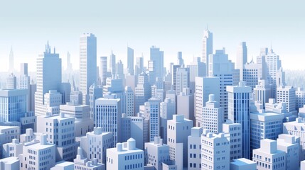 Fototapeta premium A detailed 3D illustration of a bustling city skyline AI generated illustration