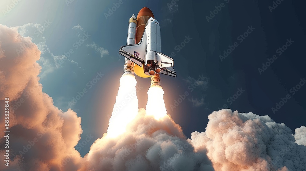 Fototapete a detailed 3d rendering of a space shuttle launch ai generated illustration