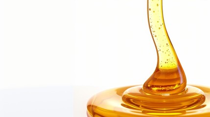 A detailed depiction of a honey drop against a white background  AI generated illustration