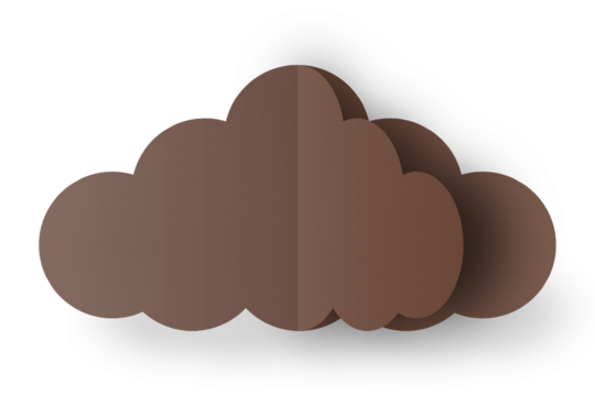 Brown paper clouds isolated on transparent background