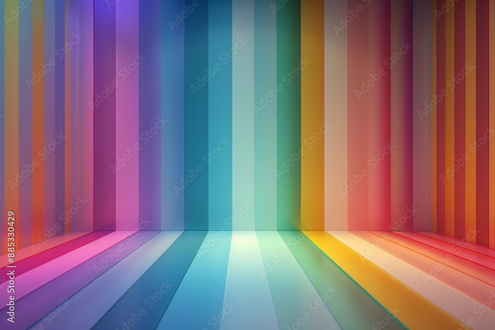 Poster 3d rendering of a gradient rainbow background with perspective room. summer multicolored pattern bac