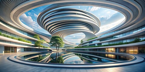 Futuristic architectural design featuring captivating spiral structure , futuristic, architectural, rendered