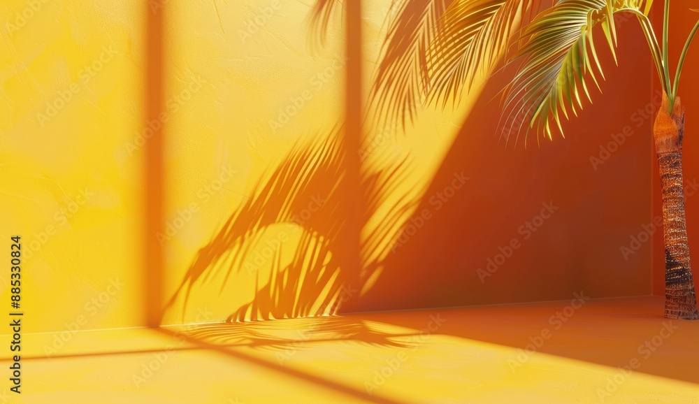 Poster light yellow abstract sun light summer backdrop studio with minimal bright sunny presentation displa