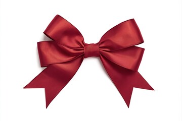 Fototapeta premium Red ribbon bow on white background
