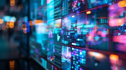 Abstract Technology Background with Blurred Lights.