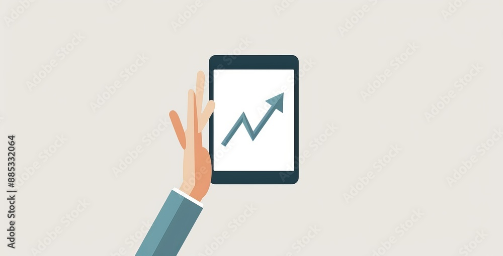 Poster a growth arrow graph is displayed on a white success finance 3d background with a market chart diagr